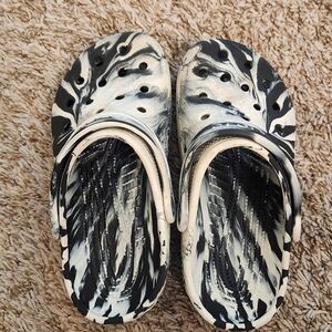 Black and white simply marble crocs for kids